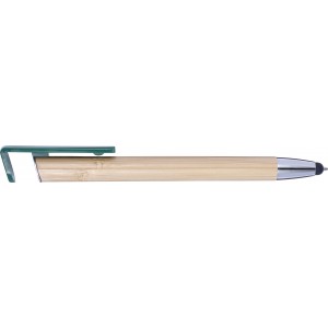 Bamboo 2-in-1 ballpen Colette, green (Wooden, bamboo, carton pen)