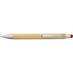 Bamboo and plastic ballpen Claire, red (548774-08)