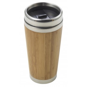 Bamboo and stainless steel travel cup Sabine, brown (Glasses)