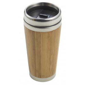 Bamboo and stainless steel travel cup Sabine, brown (Thermos)