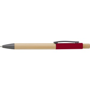 Bamboo ballpen Cesar, red (Wooden, bamboo, carton pen)