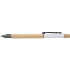 Bamboo ballpen Cesar, white (Wooden, bamboo, carton pen)