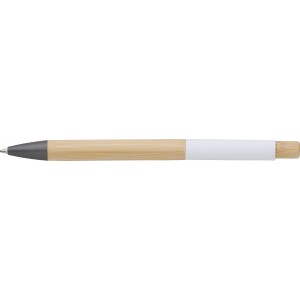 Bamboo ballpen Cesar, white (Wooden, bamboo, carton pen)