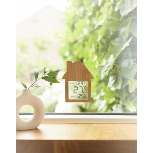 Bamboo weather station Lane, brown (Thermometer)