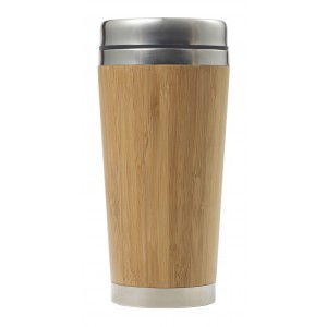 Bamboo and stainless steel travel cup Sabine, brown