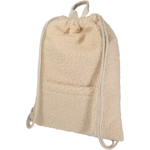 Bear GRS recycled sherpa drawstring backpack 9L, Natural