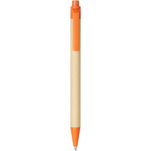 Berk recycled carton and corn plastic ballpoint pen, Orange (Wooden, bamboo, carton pen)