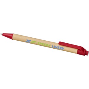 Berk recycled carton and corn plastic ballpoint pen, Red (Wooden, bamboo, carton pen)