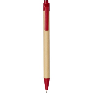 Berk recycled carton and corn plastic ballpoint pen, Red (Wooden, bamboo, carton pen)