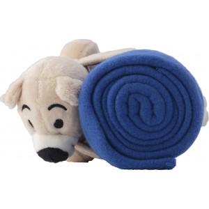 Plush toy bear with fleece blanket Owen, cobalt blue (Blanket)