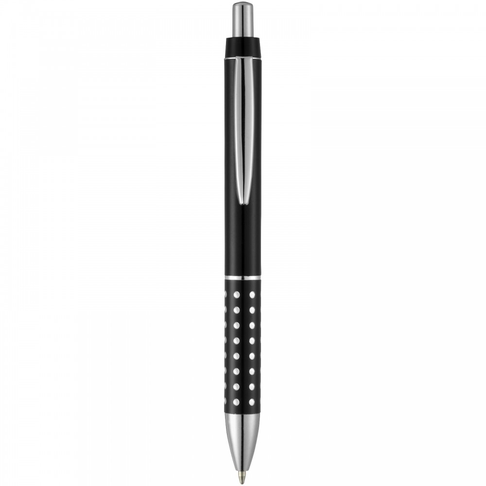 Printed Bling ballpoint pen with aluminium grip, solid black (Plastic pen)