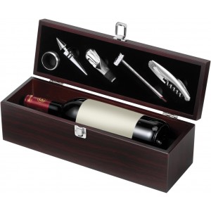 Wooden wine gift set Nikita, brown