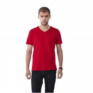 Bosey short sleeve men's v-neck t-shirt, Dark red (T-shirt, 90-100% cotton)