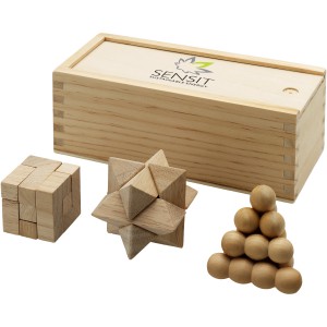 Brainiac 3-piece wooden brain teaser set, Wood (Games)