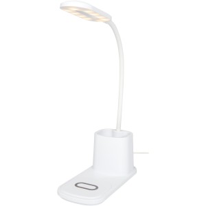 Bright desk lamp and organizer with wireless charger, White,