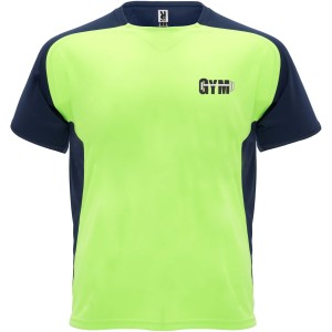 Bugatti short sleeve unisex sports t-shirt, Fluor Green, Navy Blue (T-shirt, mixed fiber, synthetic)