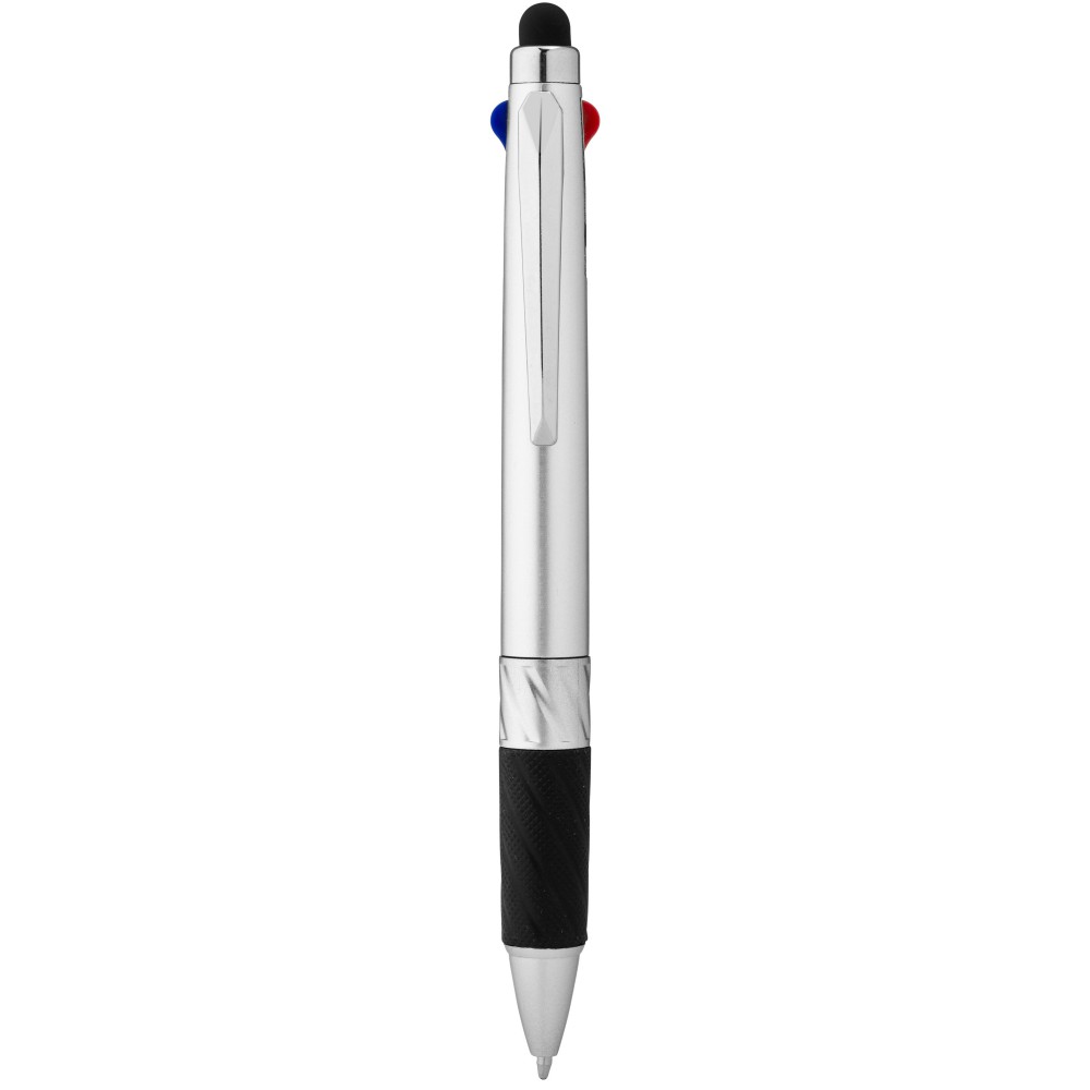 Printed Burnie multiink stylus ballpoint pen, Silver (Multicolored