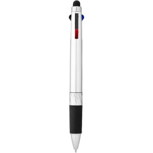 Printed Burnie multi-ink stylus ballpoint pen, Silver (Multi-colored