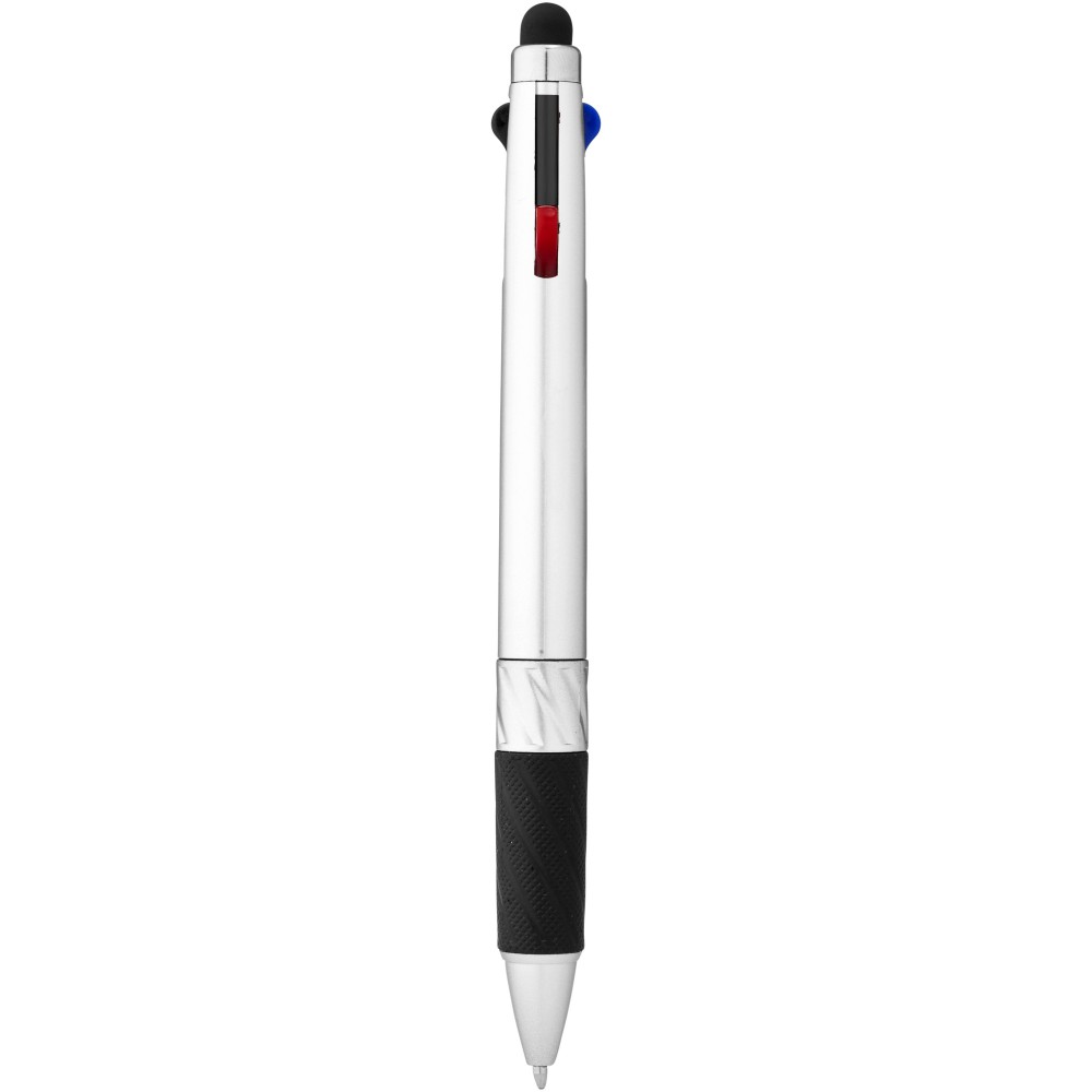 Printed Burnie multiink stylus ballpoint pen, Silver (Multicolored