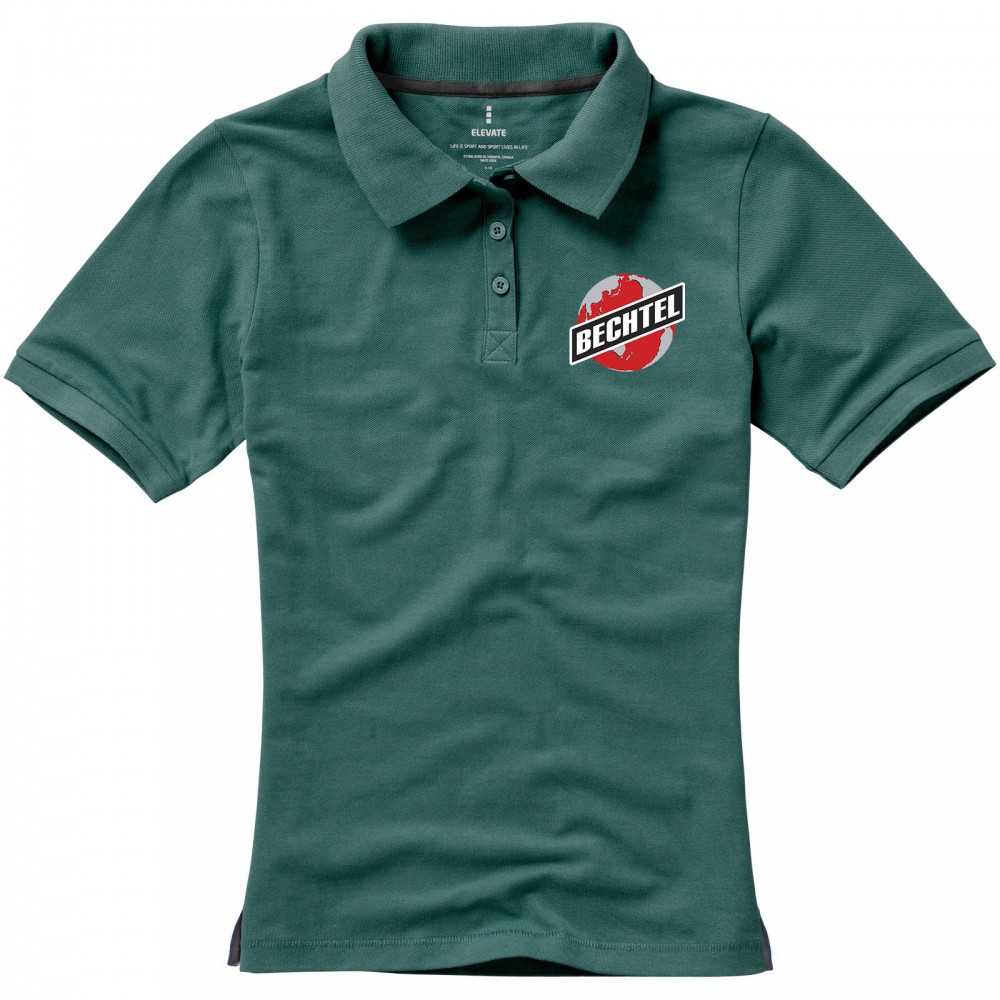 Printed Calgary short sleeve women's polo, Forest green, 2XL (Polo shirt,  90-100% cotton)