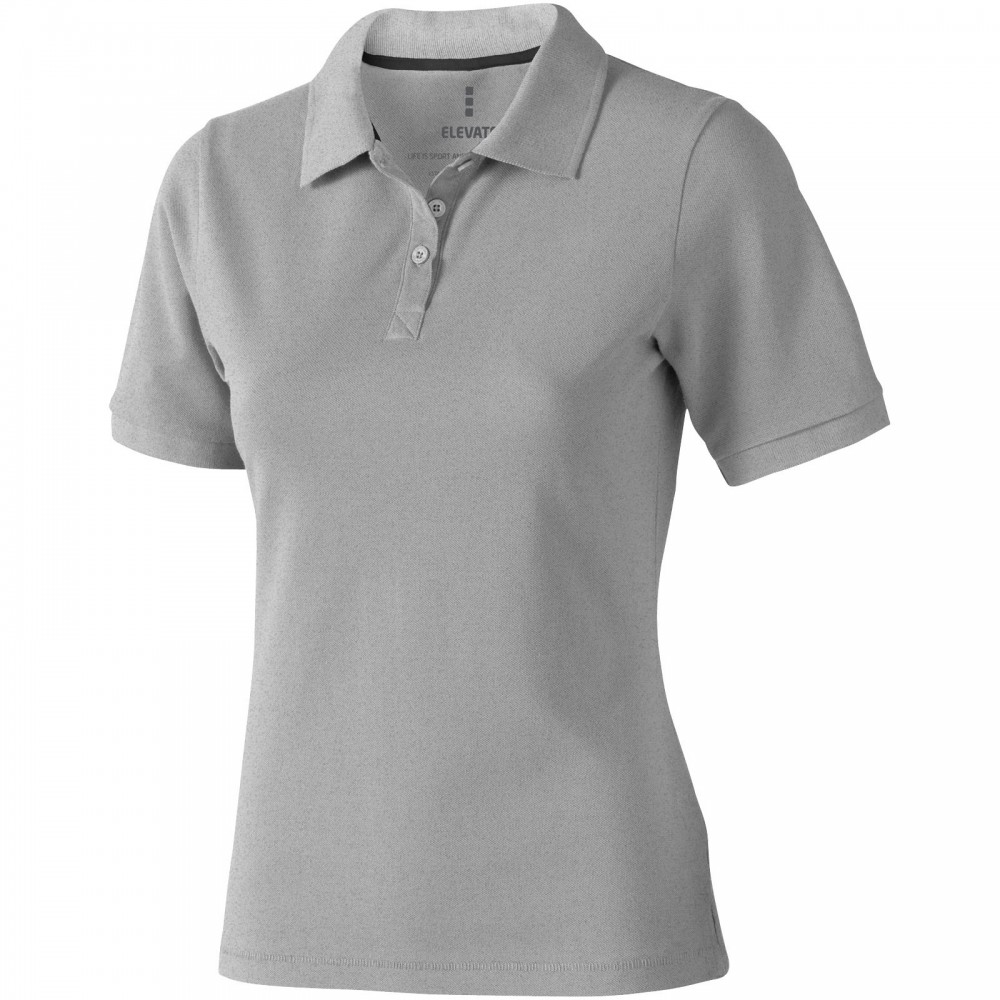 Printed Calgary short sleeve women's polo, Grey melange, XS (Polo shirt ...