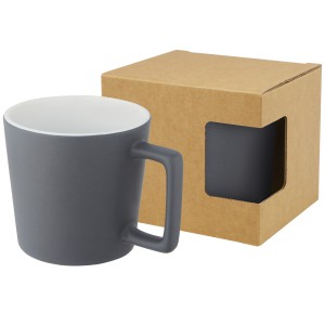 Cali 370 ml ceramic mug with matt finish, White, Matt black (Mugs)