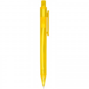 Calypso frosted ballpoint pen, Frosted yellow (Plastic pen)