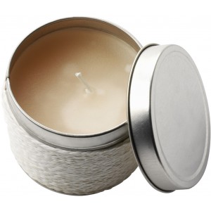 Tin with scented candle Zora, white (Candles)