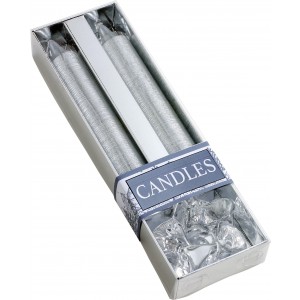 Two glitter candles with glass holder Alexia, silver (Candles)