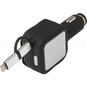 Plastic multifunctional car charger, black (Car accesories)