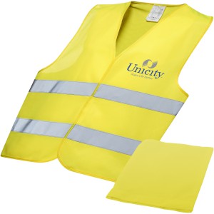 Watch-out safety vest in pouch for professional use, neon yellow (Reflective items)