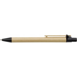 Cardboard ballpen Peter, black (Wooden, bamboo, carton pen)