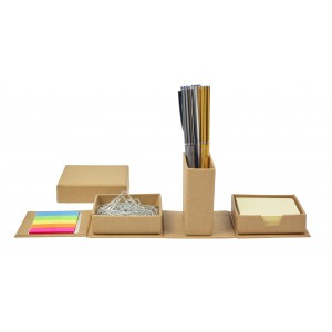 Cardboard desk organiser Vicky, brown (Sticky notes)