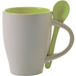 Ceramic mug with spoon Eduardo, lime
