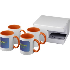 Ceramic sublimation mug 4-pieces gift set, Orange (Mugs)