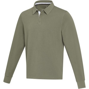 Clyde unisex organic rugby polo sweatshirt, Green (Pullovers)