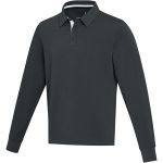 Clyde unisex organic rugby polo sweatshirt, Solid black (3823790)