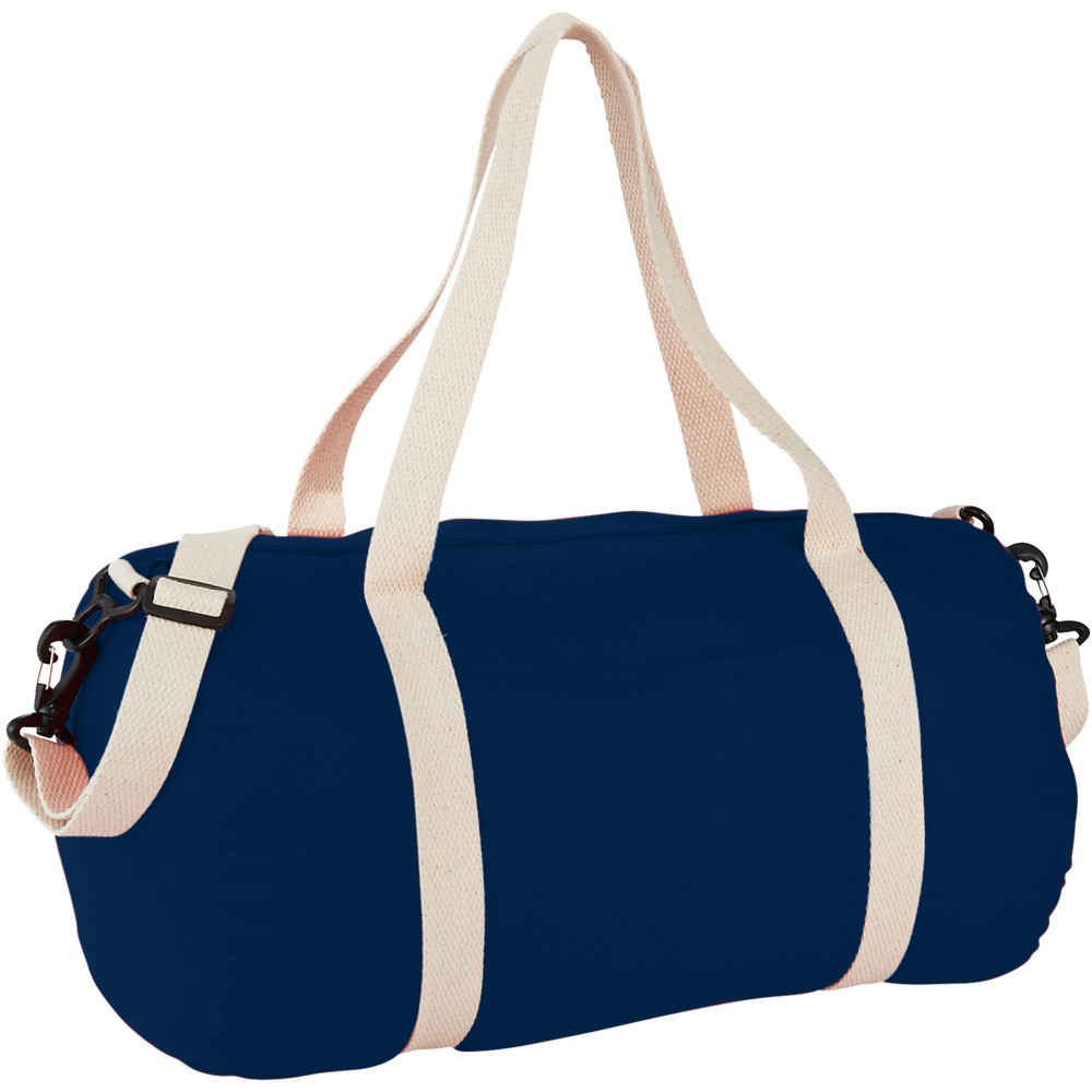Printed Cochichuate cotton barrel duffel bag, Navy (Travel bags)