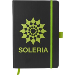 Colour-edge A5 hard cover notebook, solid black,Lime (Notebooks)