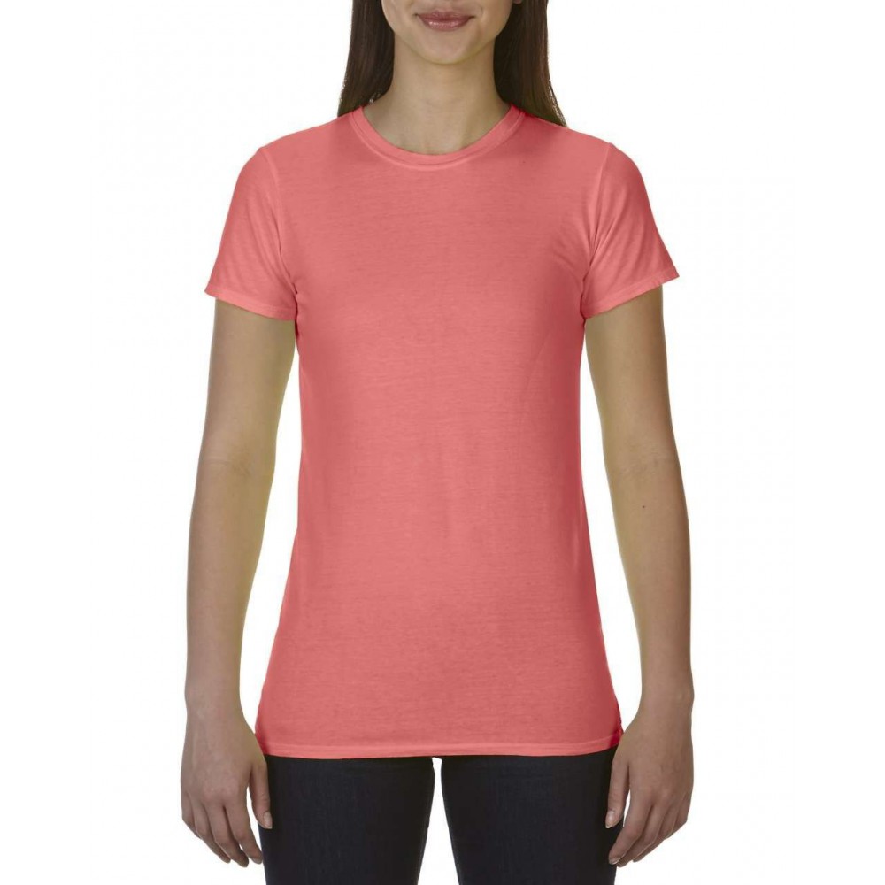 Comfort Colors Ladies Fitted Tee Neon Red Orange L T Shirt 90