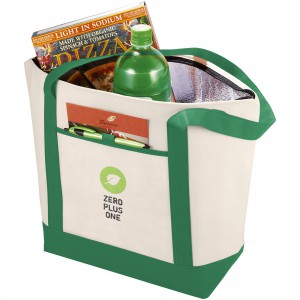 Lighthouse non-woven cooler tote, Natural,Green (Cooler bags)