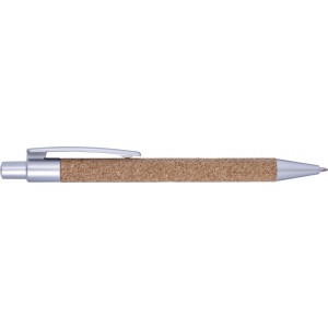 Cork ballpen Macie, silver (Wooden, bamboo, carton pen)