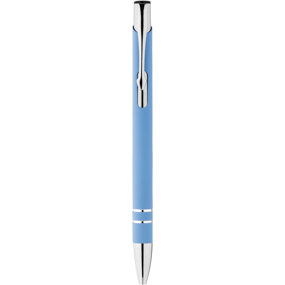 Printed Corky ballpoint pen with rubbercoated exterior, Process Blue