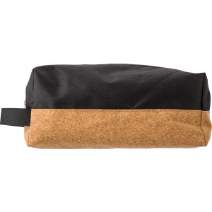 Polyester and cork toilet bag Lynn, black (Cosmetic bags)