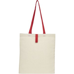 Nevada 100 g/m2 cotton foldable tote bag, Natural, Red (cotton bag)