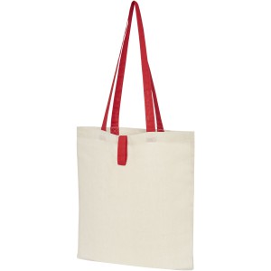 Nevada 100 g/m2 cotton foldable tote bag, Natural, Red (cotton bag)