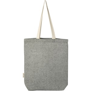 Pheebs 150 g/m2 recycled cotton tote bag with front pocket 9L, Heather black (cotton bag)