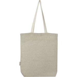 Pheebs 150 g/m2 recycled cotton tote bag with front pocket 9L, Heather natural (cotton bag)