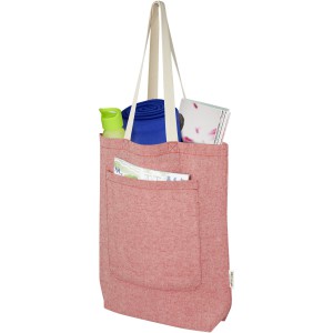 Pheebs 150 g/m2 recycled cotton tote bag with front pocket 9L, Heather red (cotton bag)