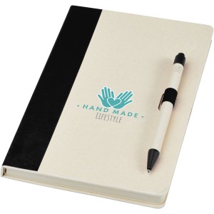 Dairy Dream A5 size reference notebook and ballpoint pen set, Solid black (Notebooks)